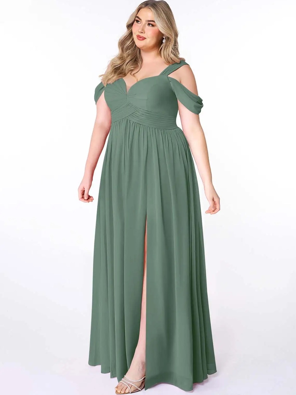 Azazie Lianne Sage Green Chiffon Bridesmaid Dress - Picture 14 of 15
